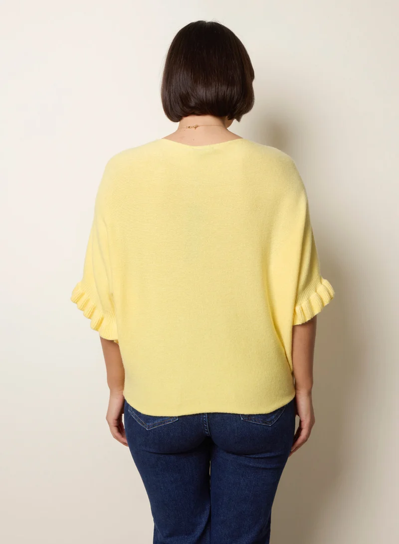 بلو فانيلا Knitted Frill Sleeve Batwing Jumper